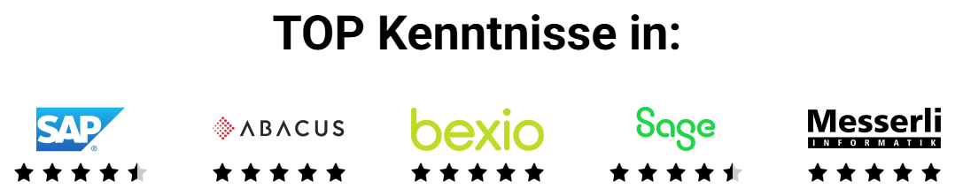 TOP Kenntnisse in: SAP, Abacus, bexio, Sage und Messerli